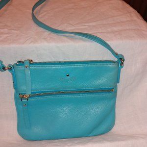 Kate Spade (New York) Leather Turquoise Blue w/gold-tone trim